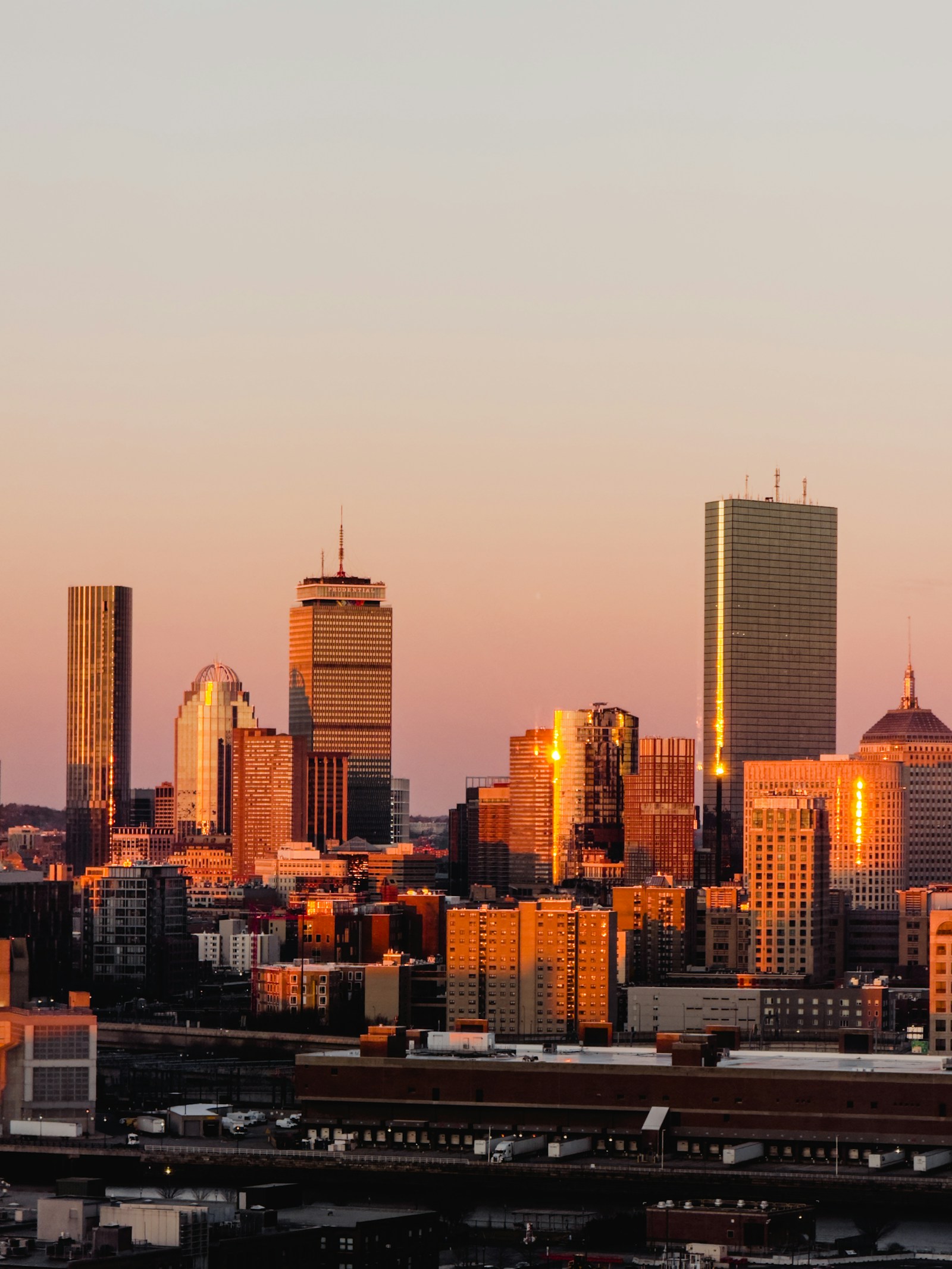 Boston skyline at sunset hero photo
