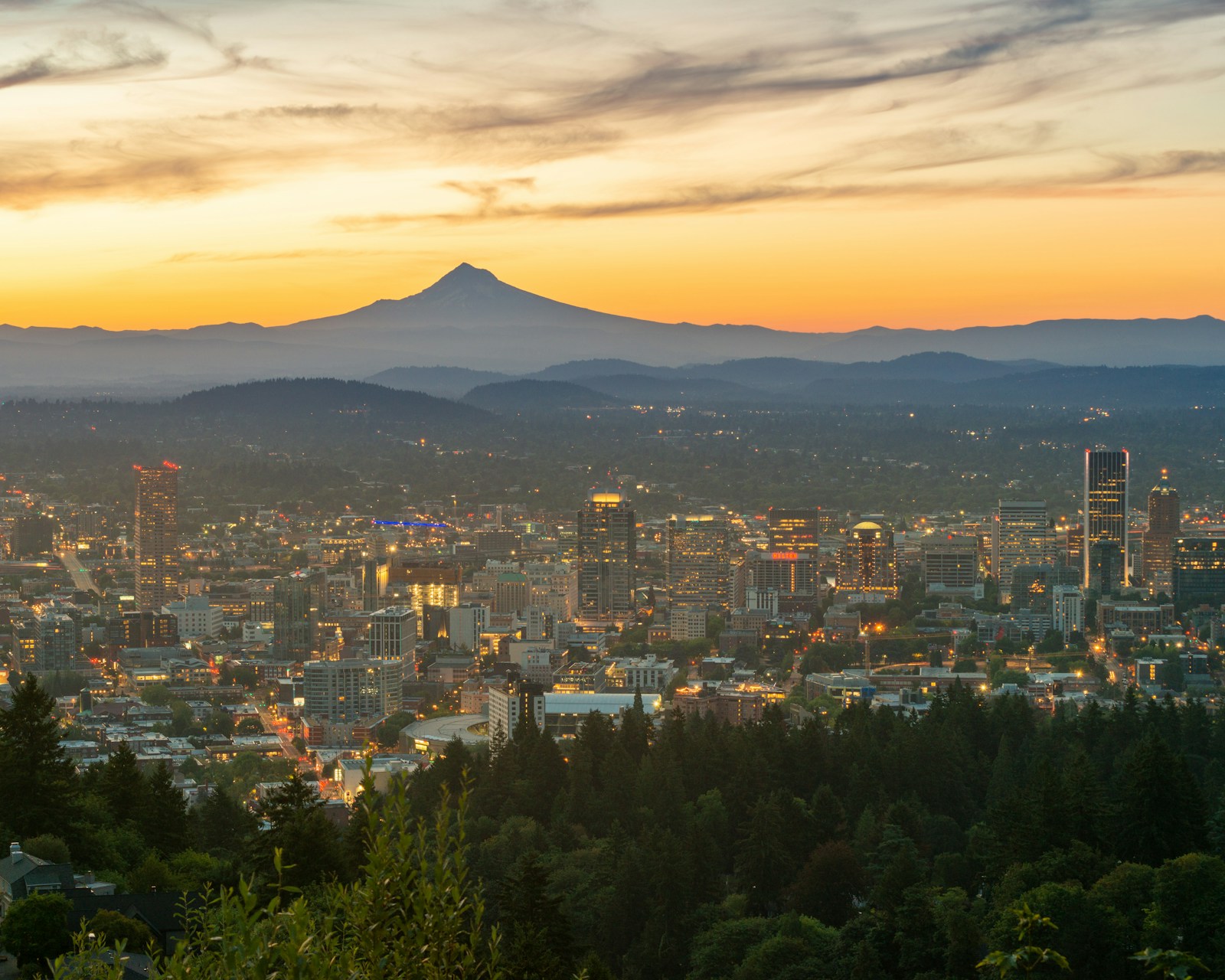 Portland skyline and Mount Hood hero photo